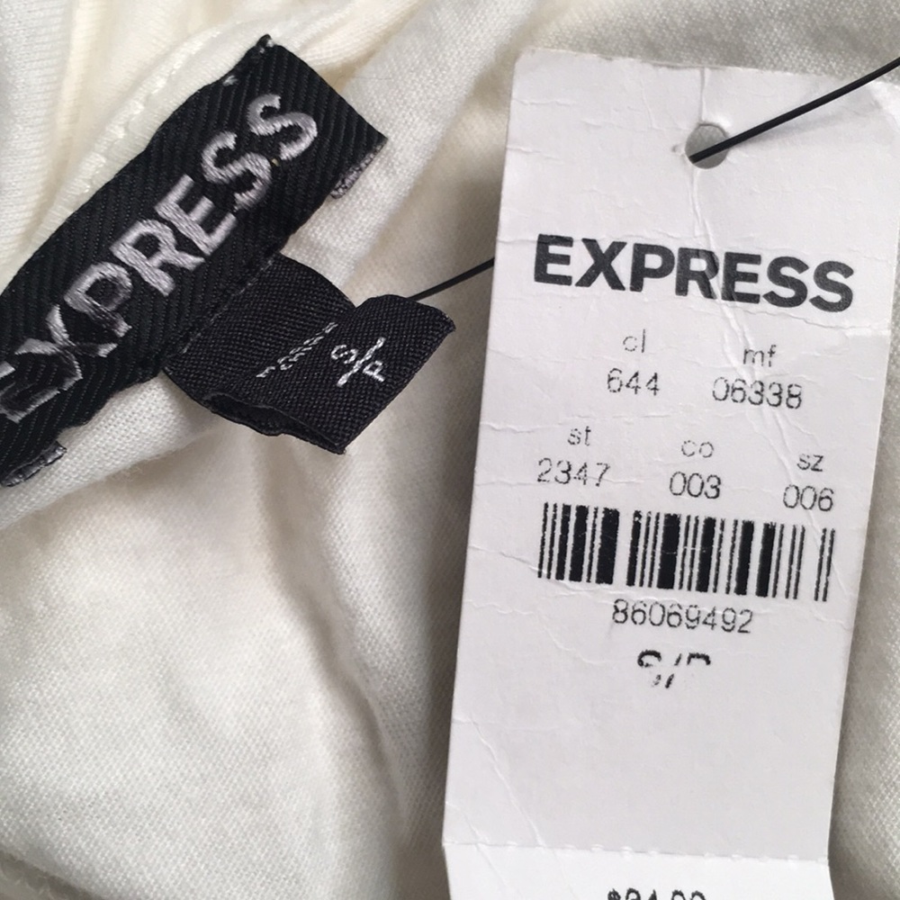 NWT-Express White/Black Sequin Spaghetti Strap Top - Picture 7 of 8